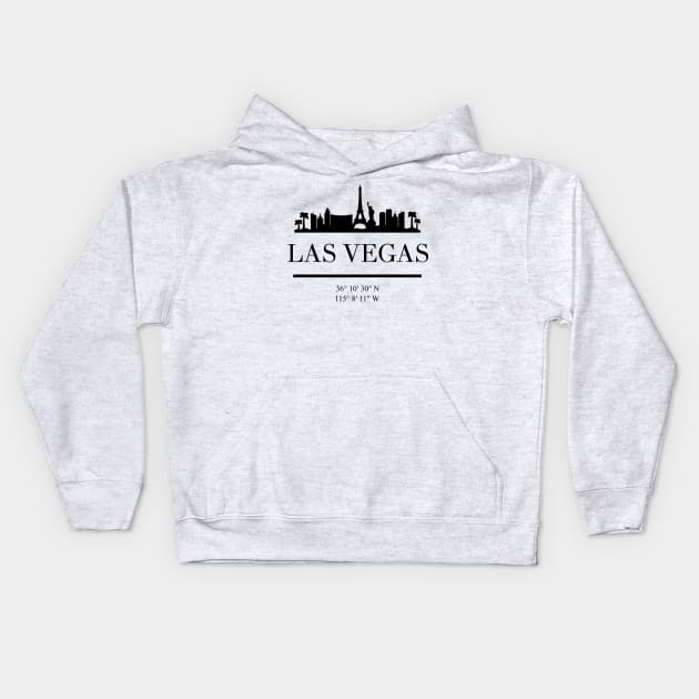 LAS VEGAS NEVADA BLACK SILHOUETTE SKYLINE ART Kids Hoodie by deificusArt